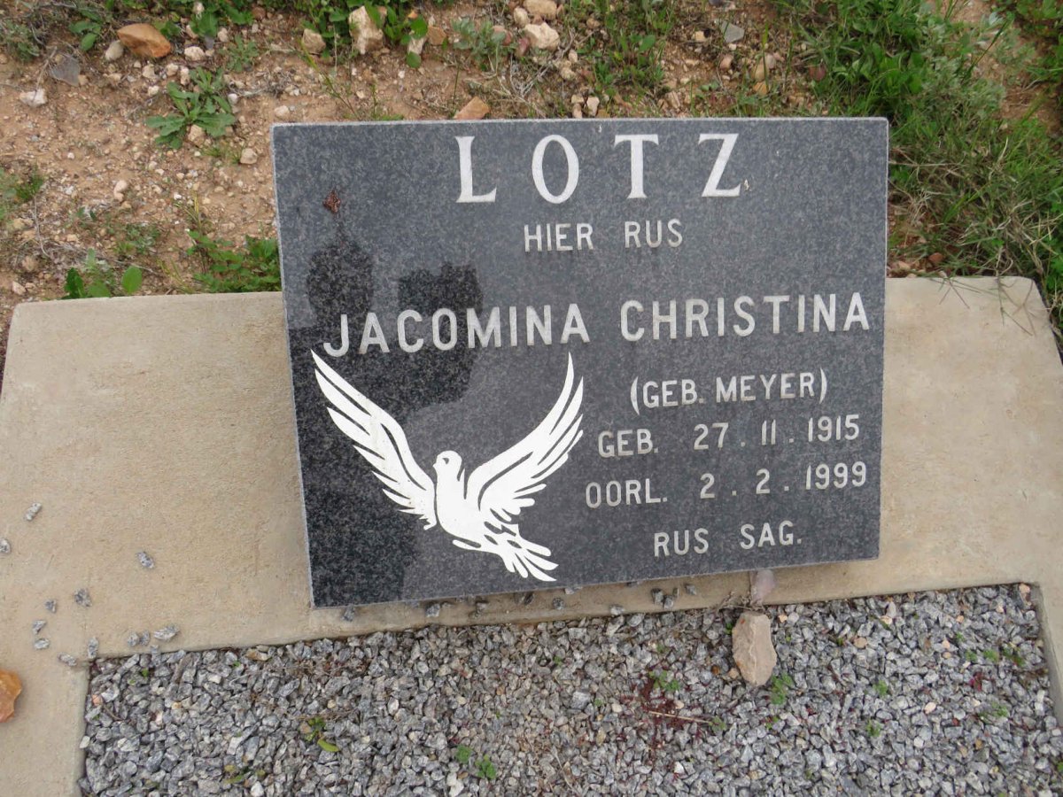 LOTZ Jacomina Christina nee MEYER 1915-1999