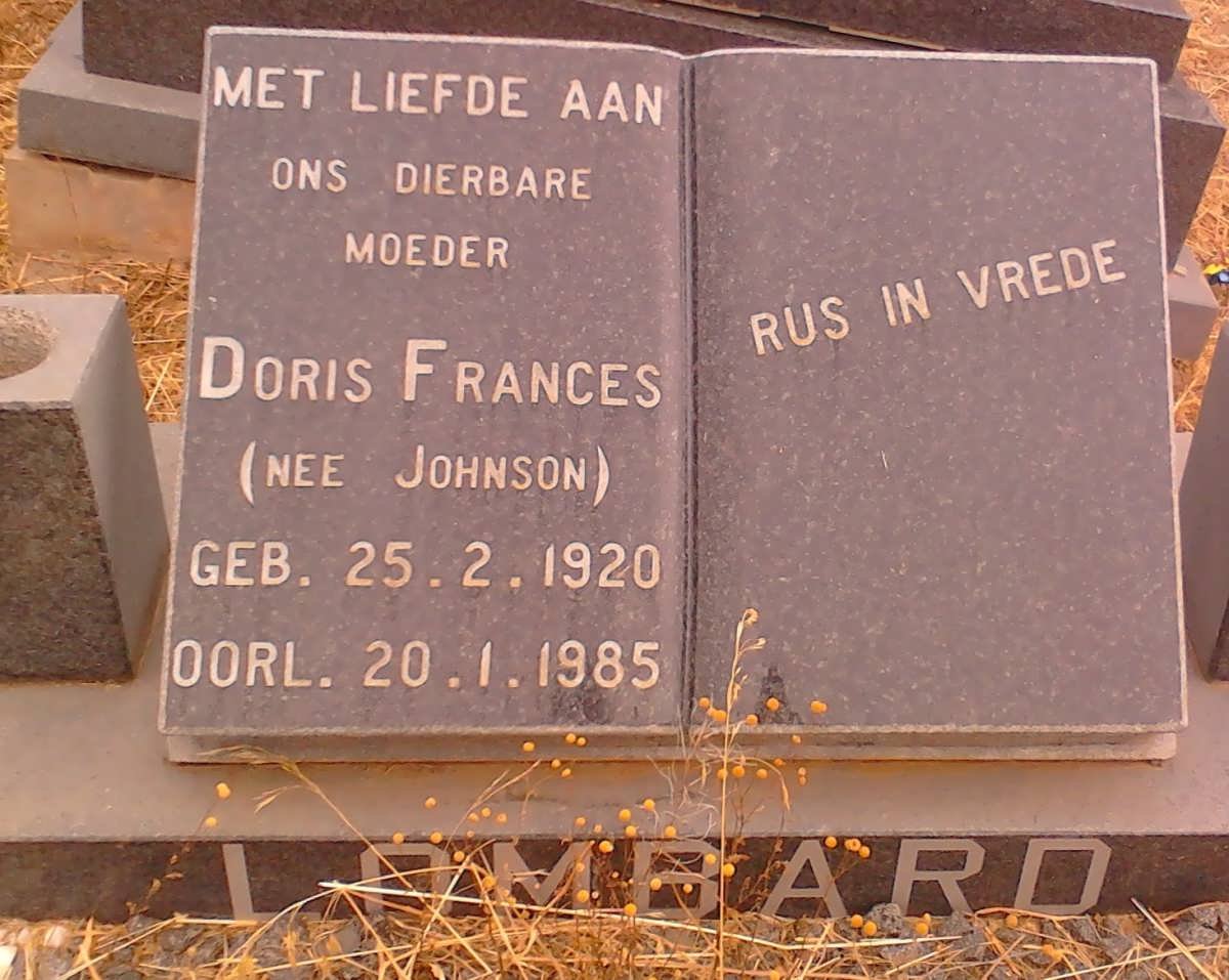 LOMBARD Doris Frances nee JOHNSON 1920-1985