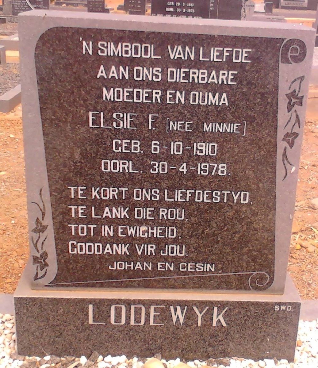 LODEWYK Elsie F. nee MINNIE 1910-1978