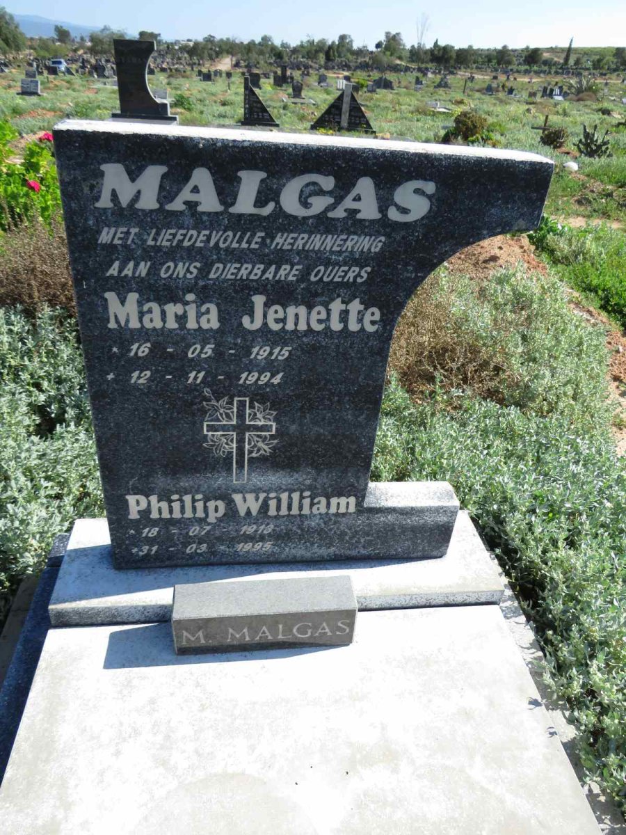 MALGAS Philip William 1913-1995 & Maria Jenette 1915-1994