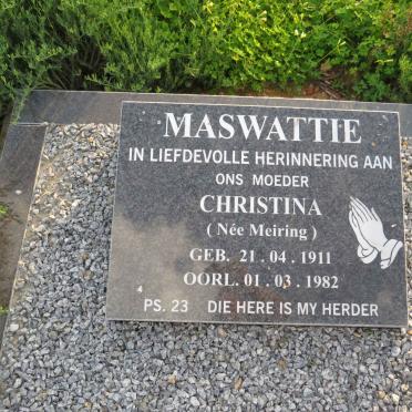 MASWATTIE Christina nee MEIRING 1911-1982