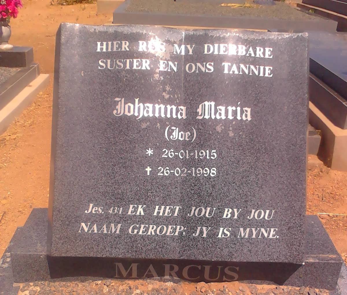 MARCUS Johanna Maria 1915-1998