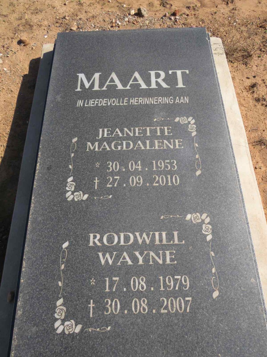 MAART Jeanette Magdalene 1953-2010 :: MAART Rodwill Wayne 1979-2007