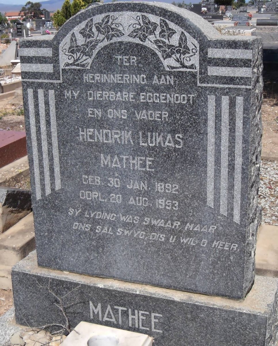 MATHEE Hendrik Lukas 1852-1953