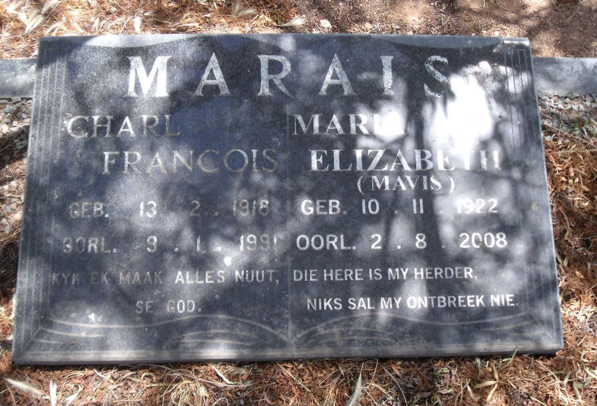 MARAIS Charl Francois 1918-1991 &amp; Maria Elizabeth 1922-2008