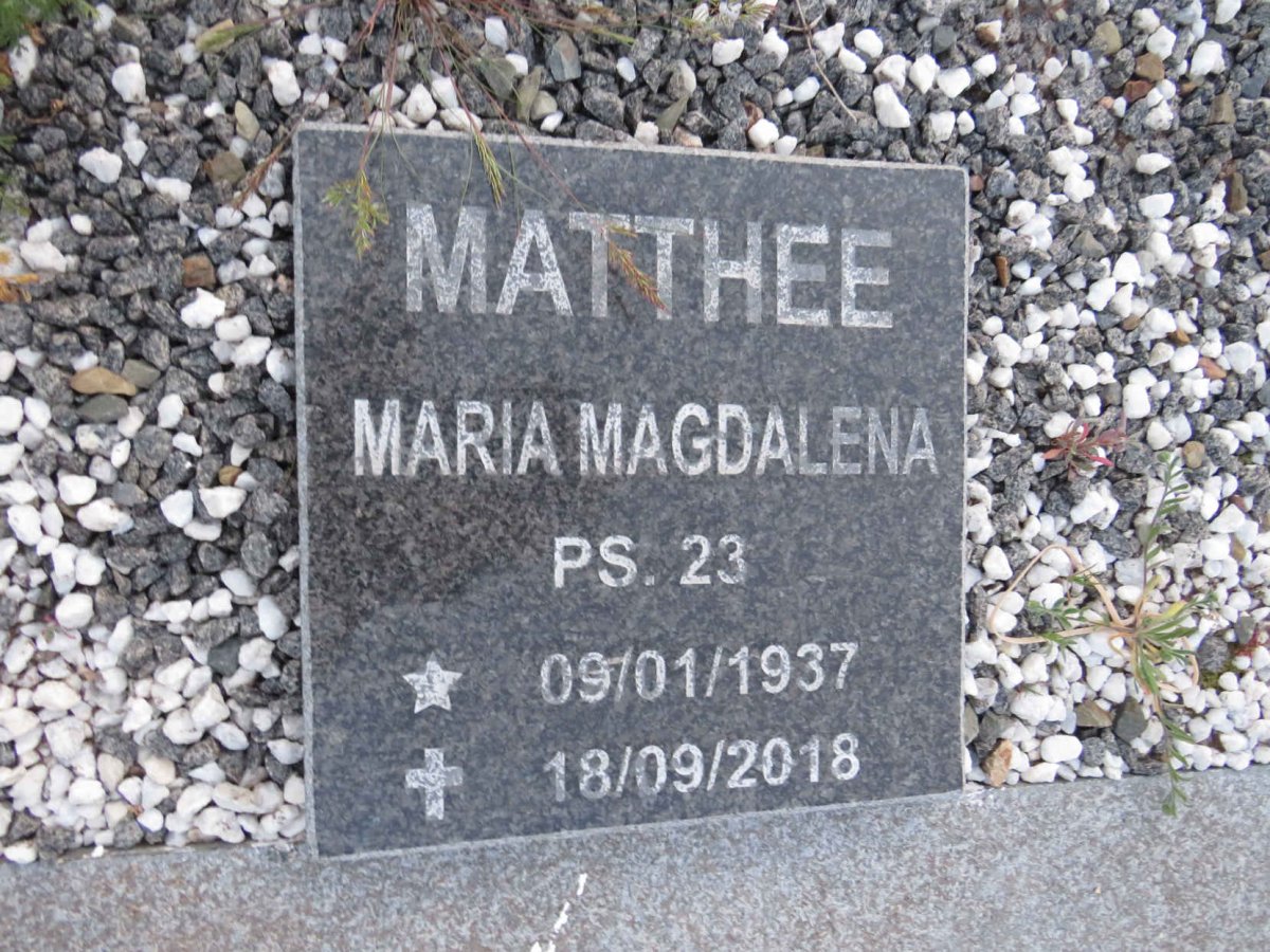 MATTHEE Maria Magdalena 1937-2018
