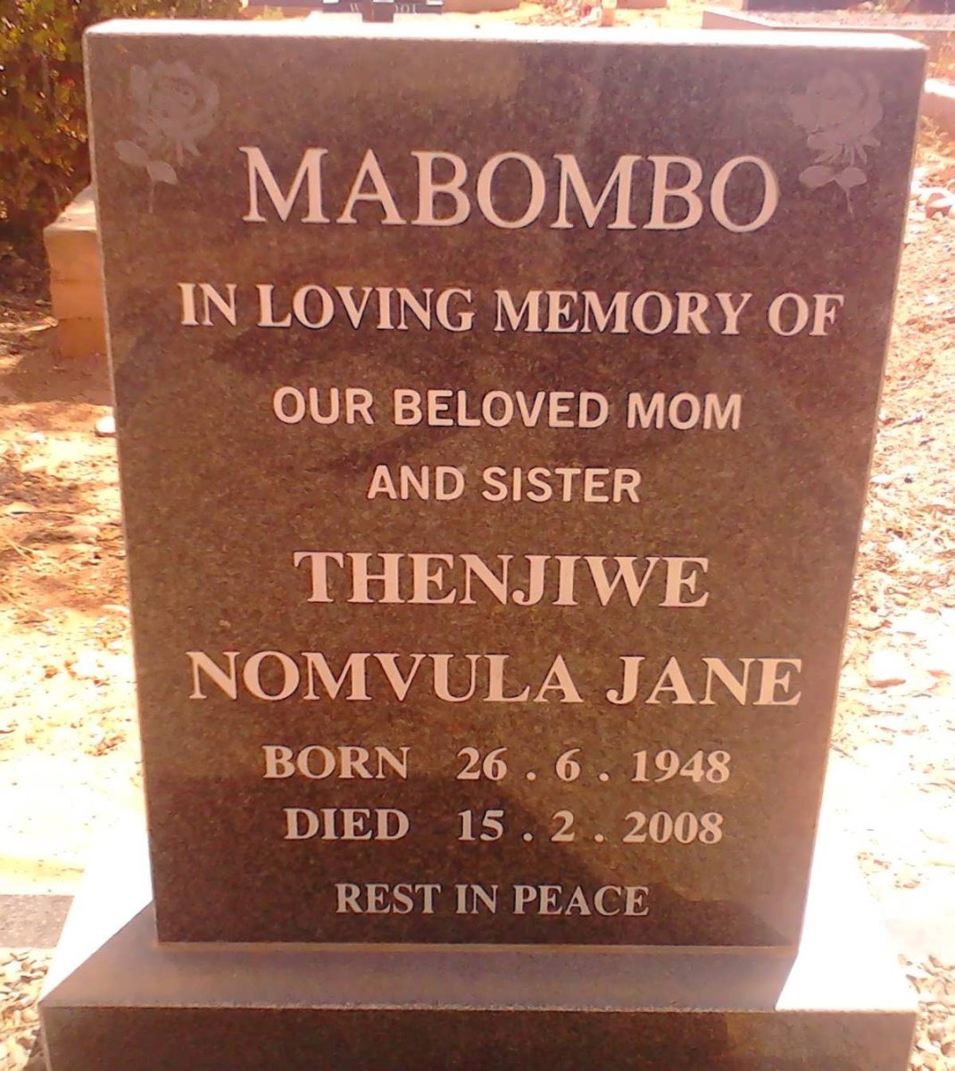 MABOMBO Thenjiwe Nomvula Jane 1948-2008