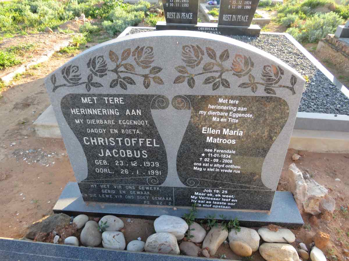 MATROOS Christoffel Jacobus 1939-1991 & Ellen Maria FERENDALE 1934-2008