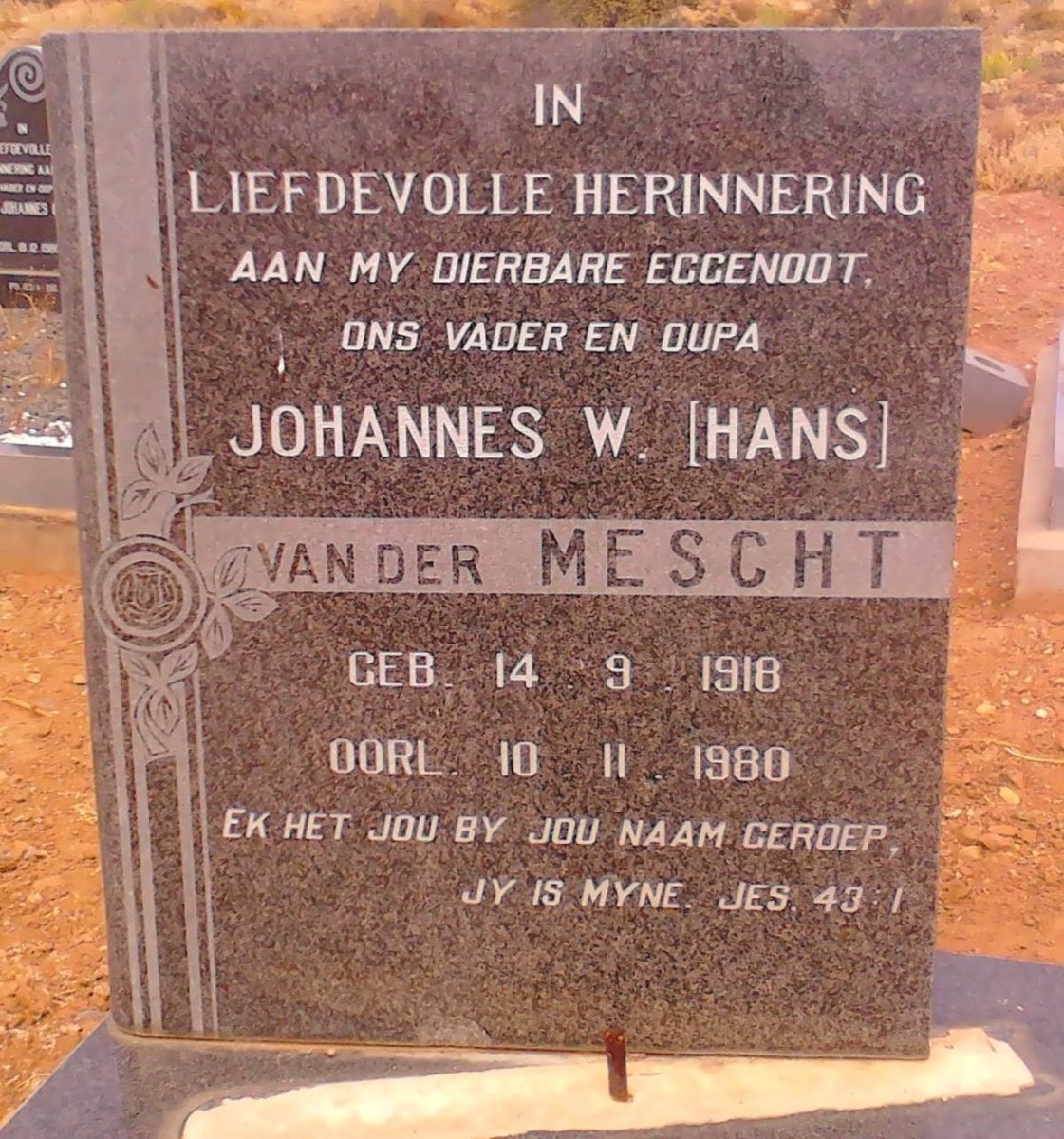 MESCHT Johannes W., van der 1918-1980