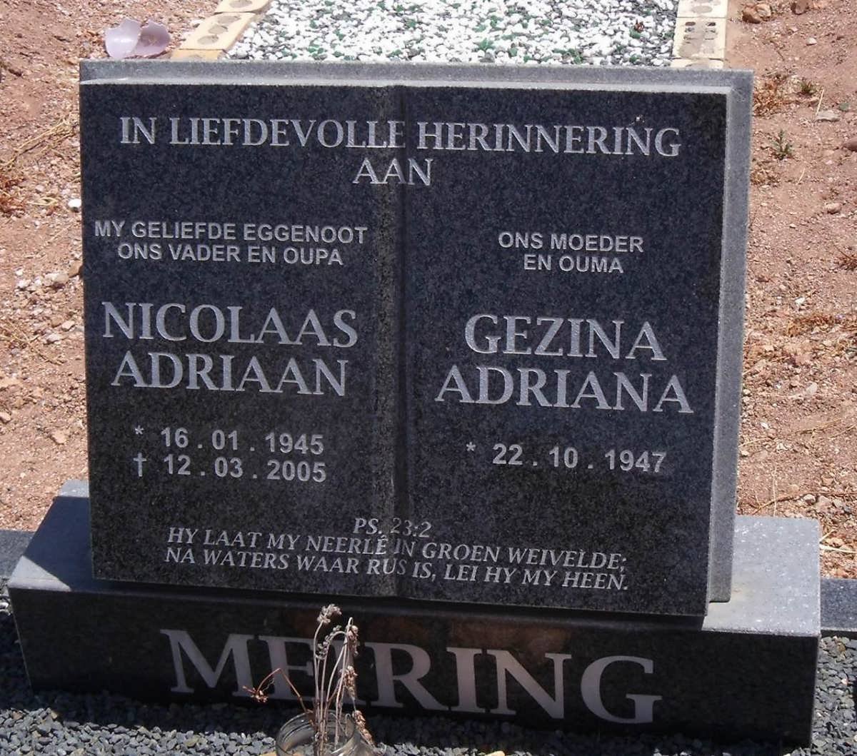MEIRING Nicolaas Adriaan 1945-2005 &amp; Gezina Adriana 1947-