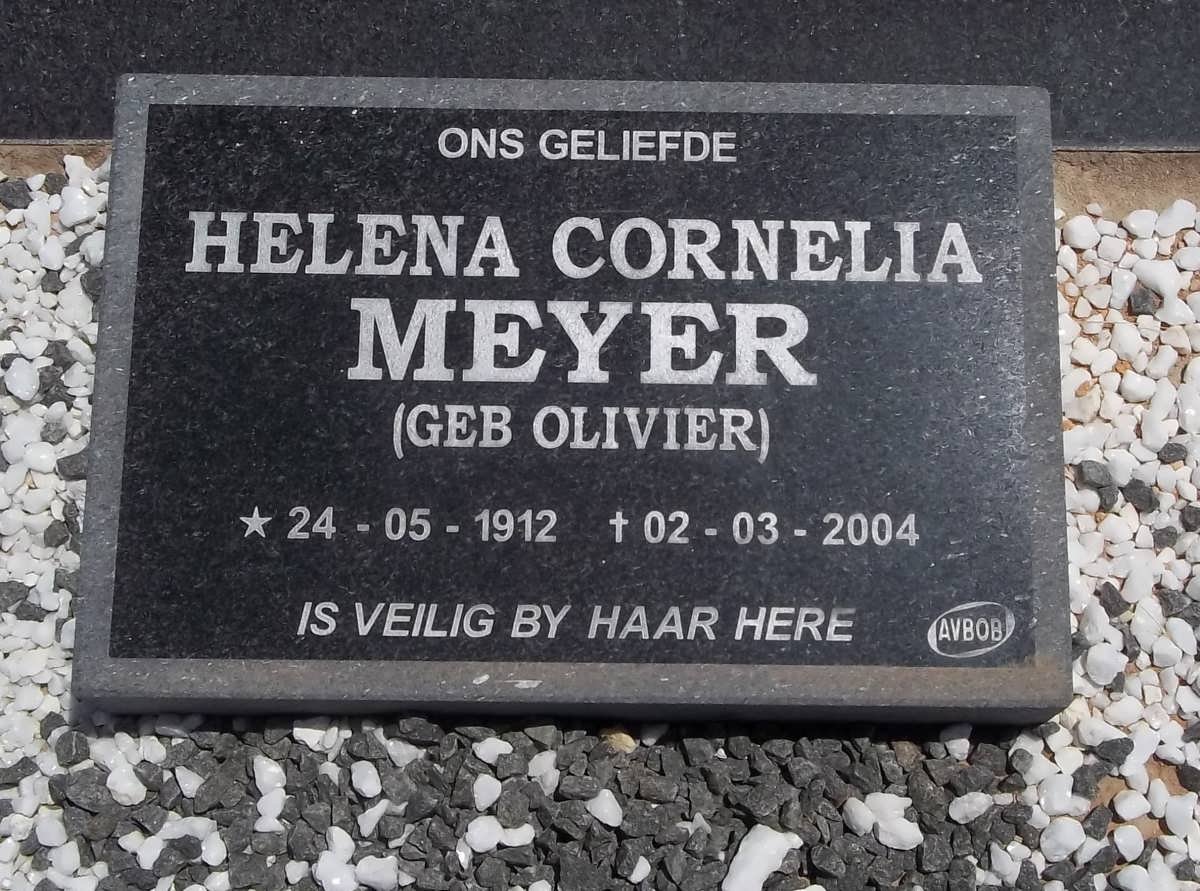 MEYER Helena Cornelia nee OLIVIER 1912-2004