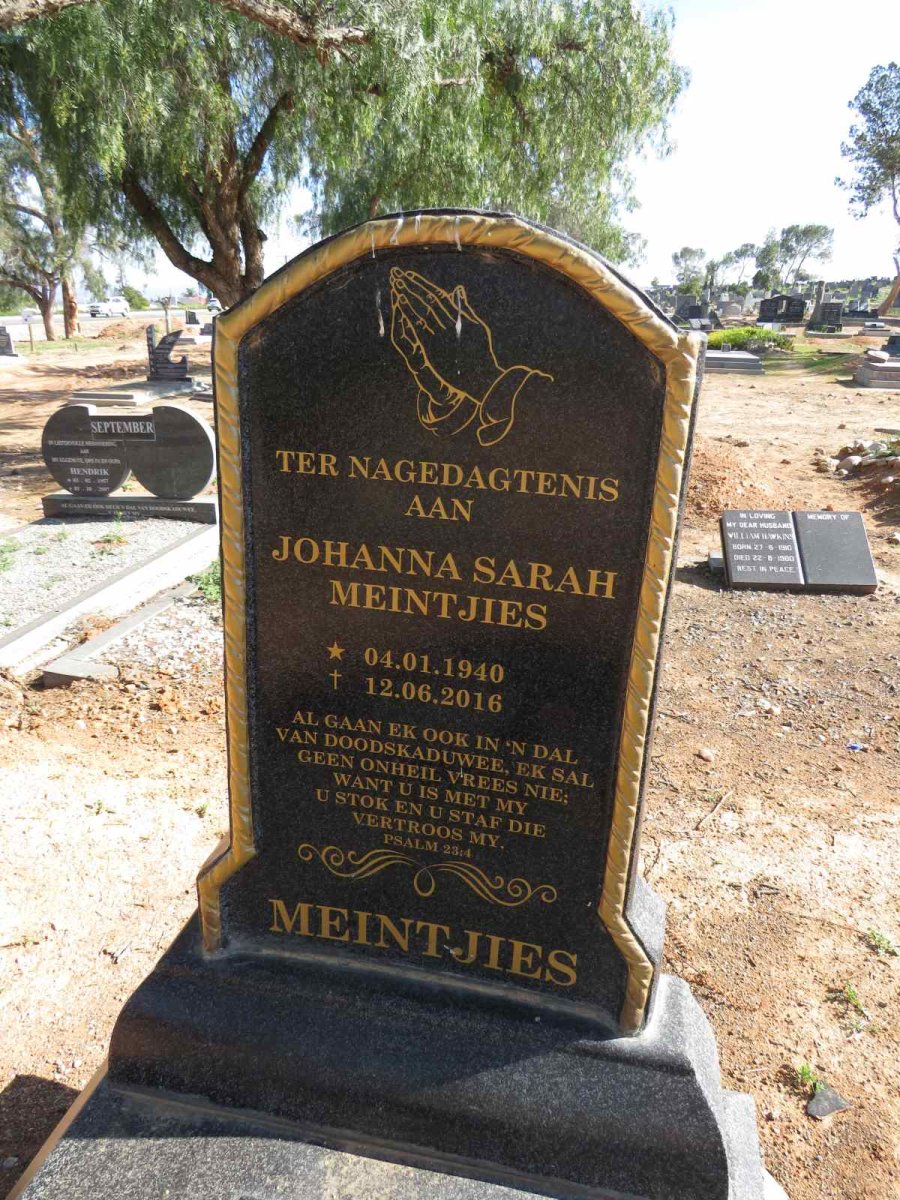MEINTJIES Johanna Sarah 1940-2016