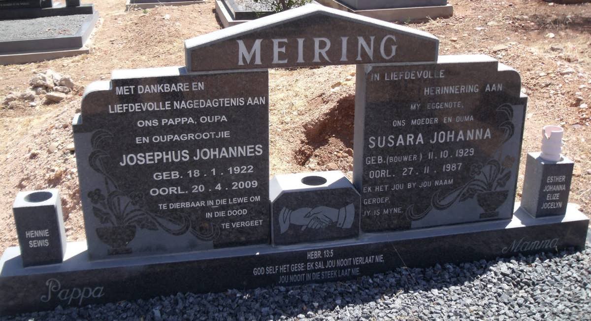 MEIRING Josephus Johannes 1922-2009 &amp; Susara Johanna BOUWER 1929-1987