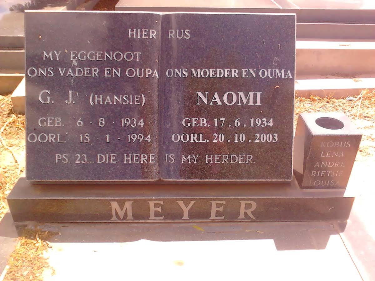 MEYER G.J. 1934-1994 &amp; Naomi 1934-2003