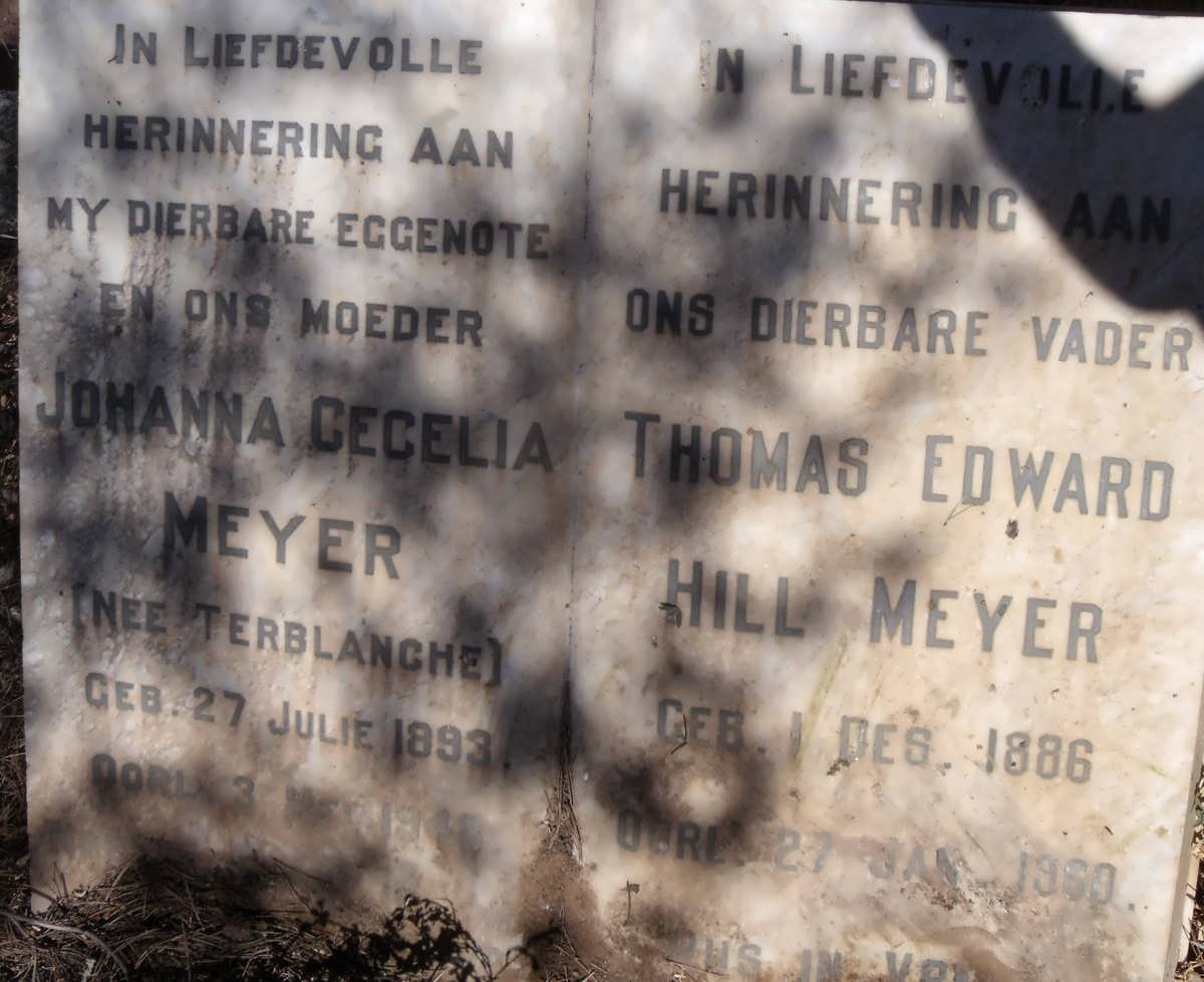 MEYER Thomas Edward Hill 1886-1969 &amp; Johanna Cecelia TERBLANCHE 1893-194?