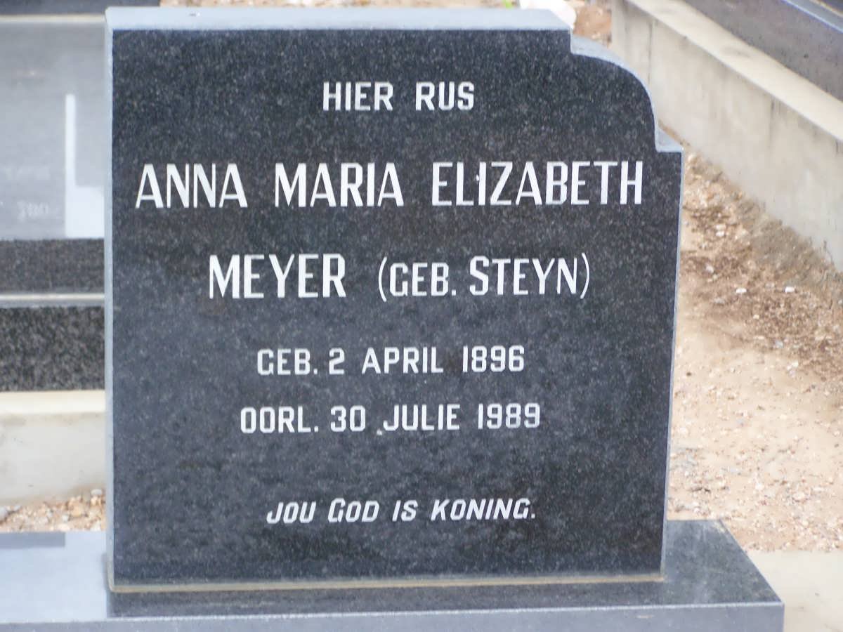 MEYER Anna Maria Elizabeth nee STEYN 1896-1989
