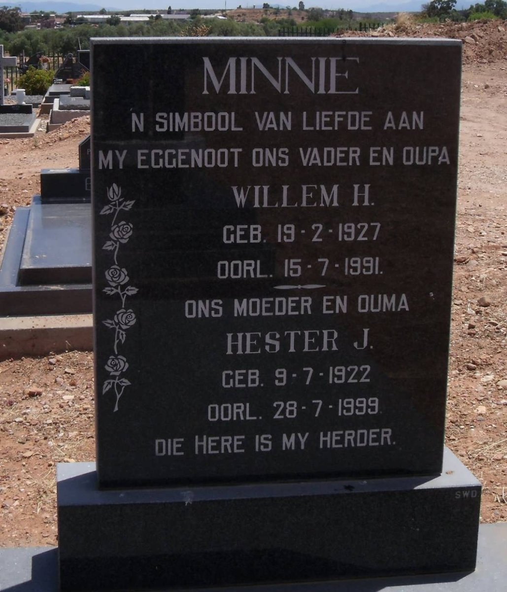 MINNIE Willem H. 1927-1991 &amp; Hester J. 1922-1999