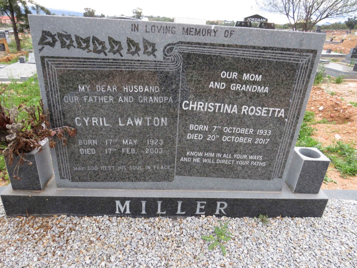 MILLER Cyril Lawton 1923-2003 & Christina Rosetta 1933-2017