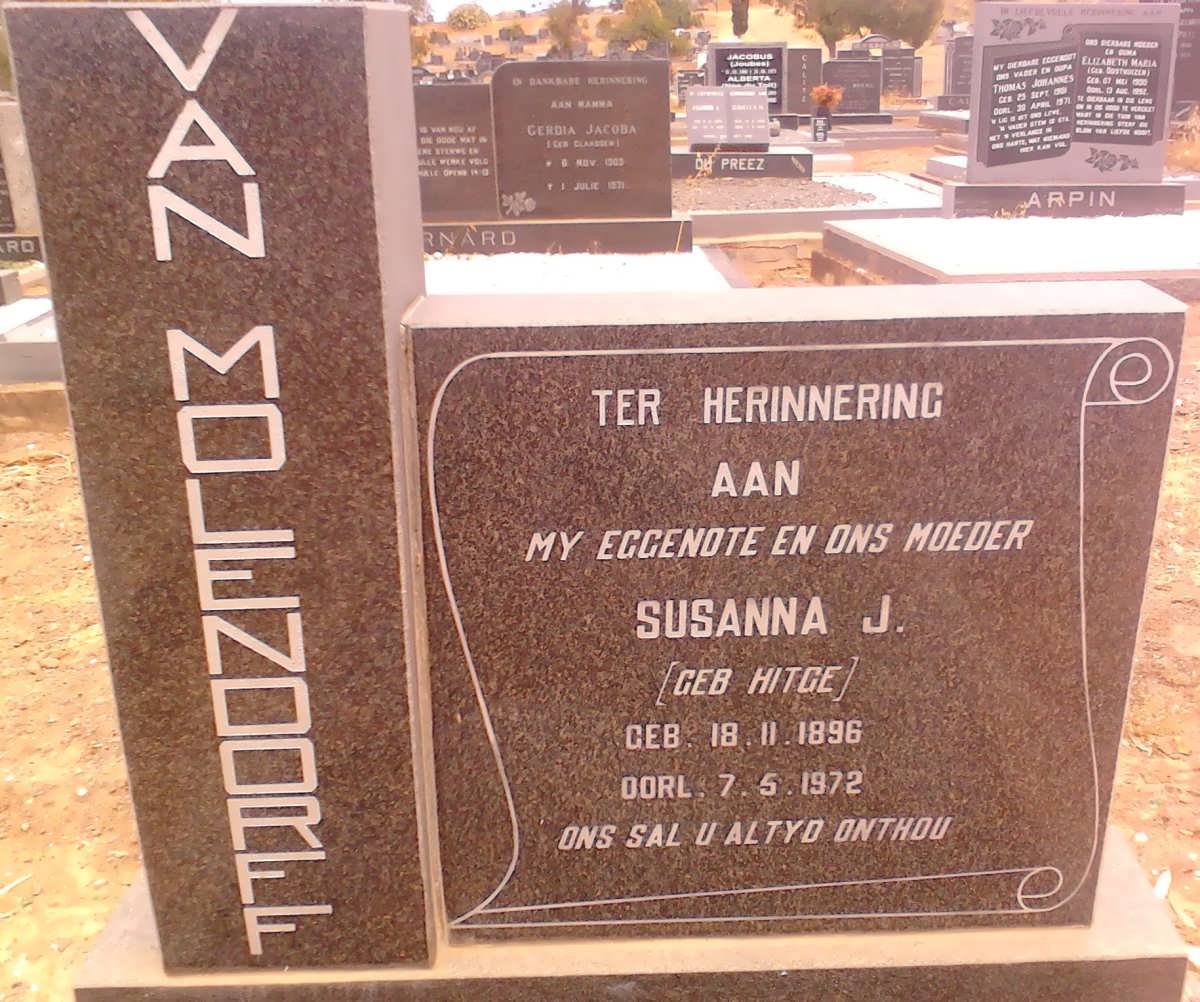 MOLENDORFF Susanna J., van nee HITGE 1896-1972