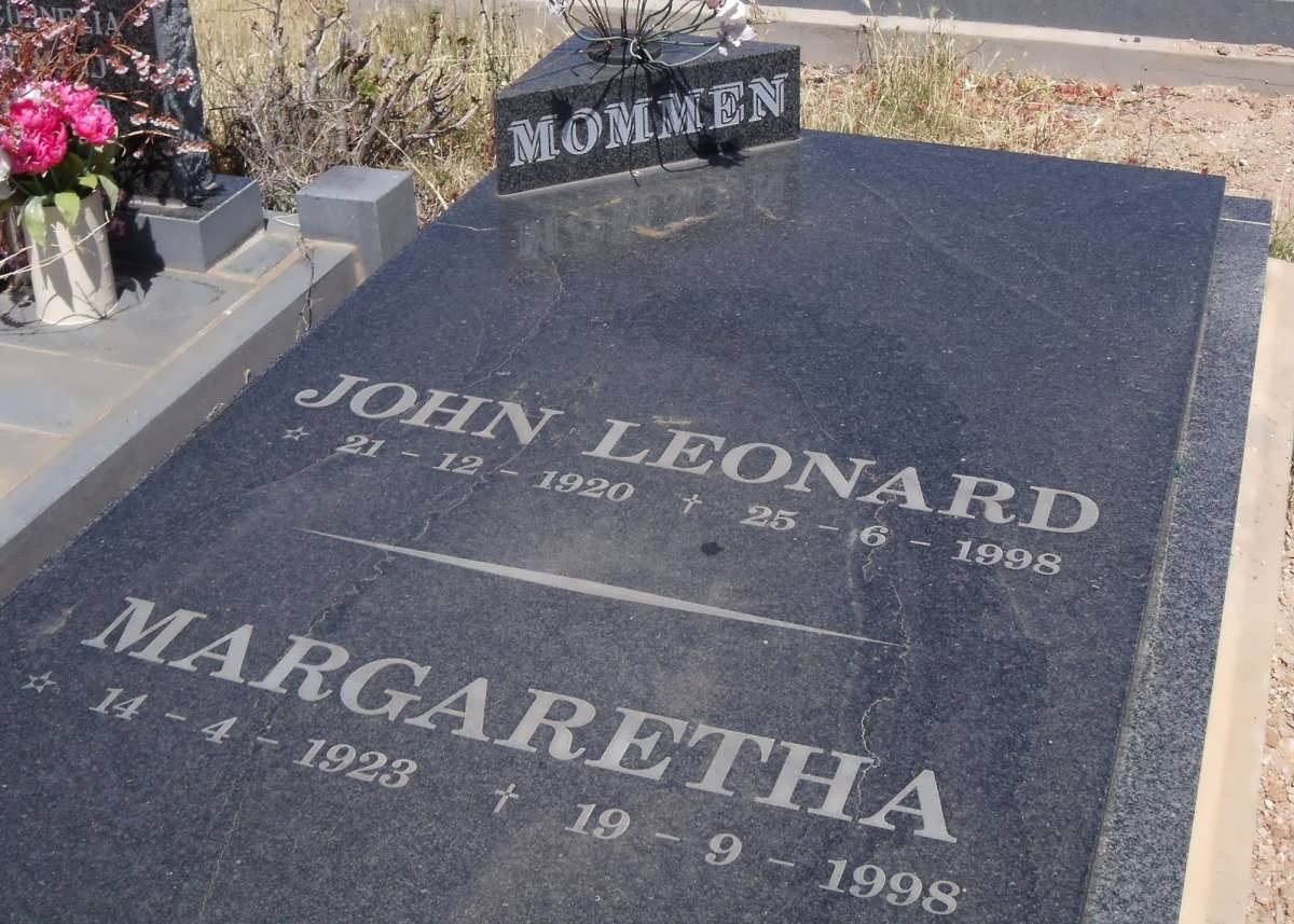 MOMMEN John Leonard 1920-1998 &amp; Margaretha 1923-1998