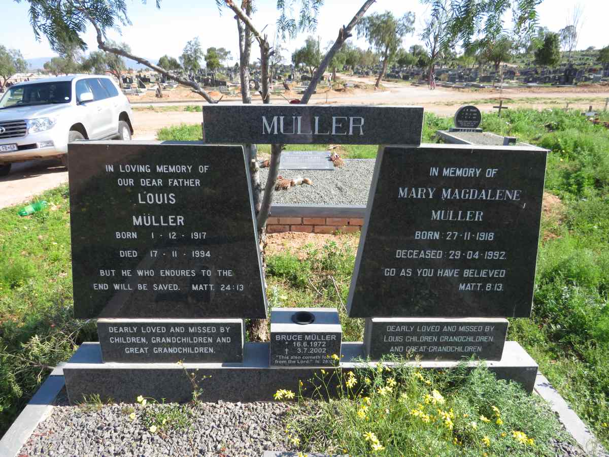 MULLER Louis 1917-1994 & Mary Magdalene 1918-1992 :: MULLER Bruce 1972-2002