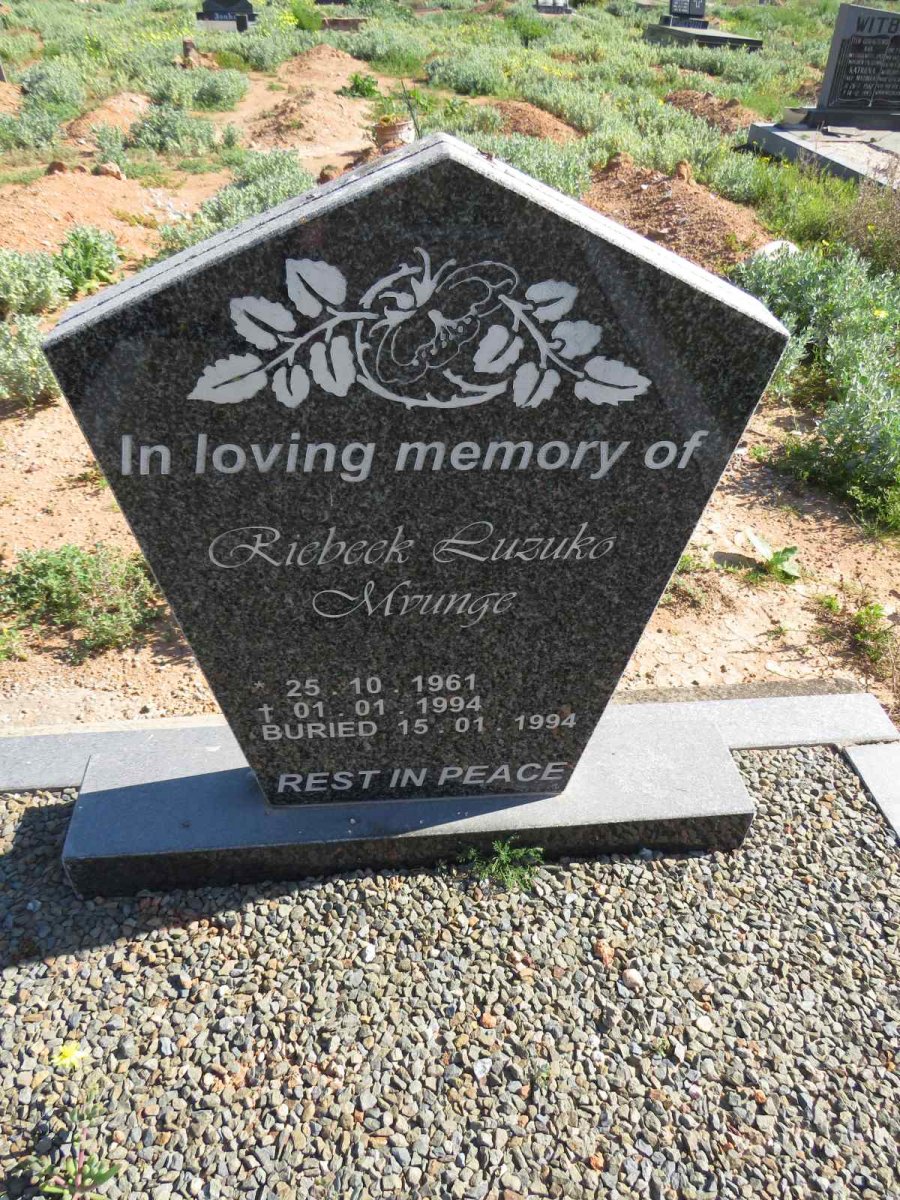 MVUNGE Riebeek Luzuko 1961-1994