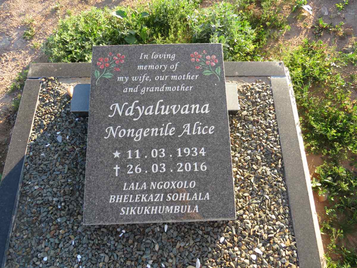 NDYALUVANA Nongenile Alice 1934-2016