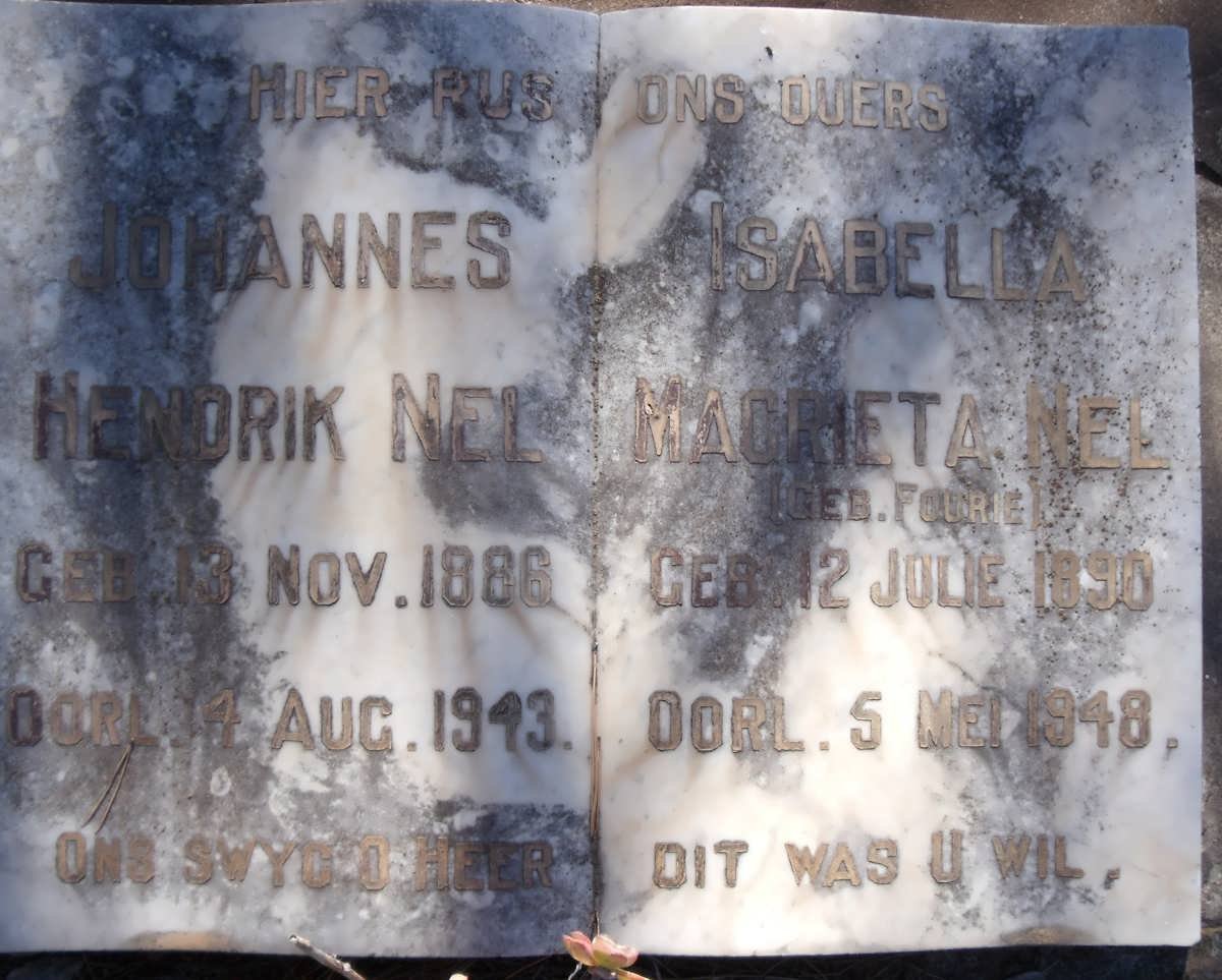 NEL Johannes Hendrik 1888-1943 &amp; Isabella Magrieta FOURIE 1890-1948