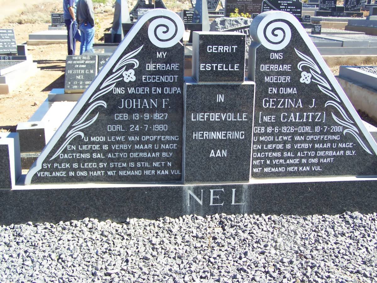 NEL Johan F. 1827-1980 &amp; Gezina J. CALITZ 1926-2001