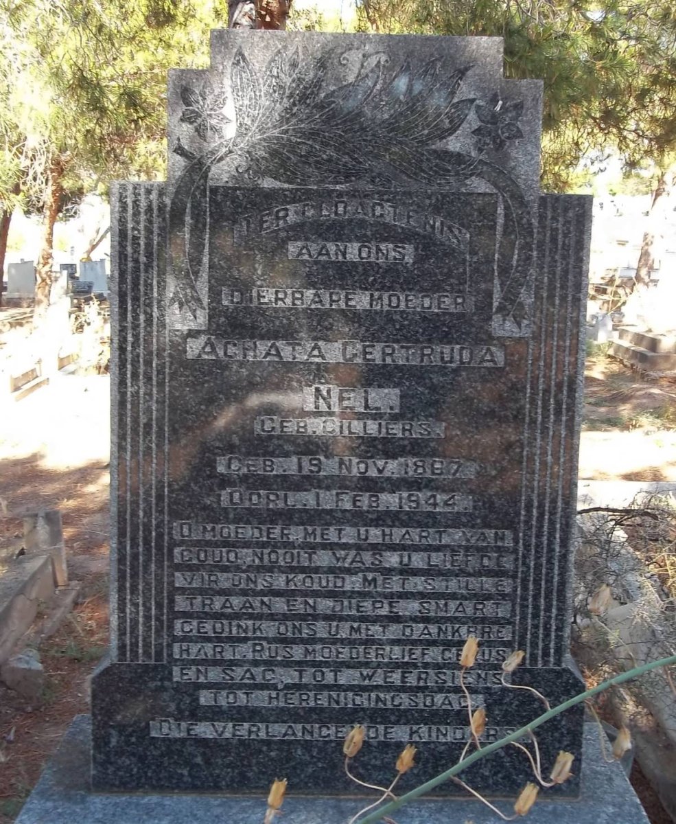 NEL Aghata Gertruda nee CILLIERS 1867-1944