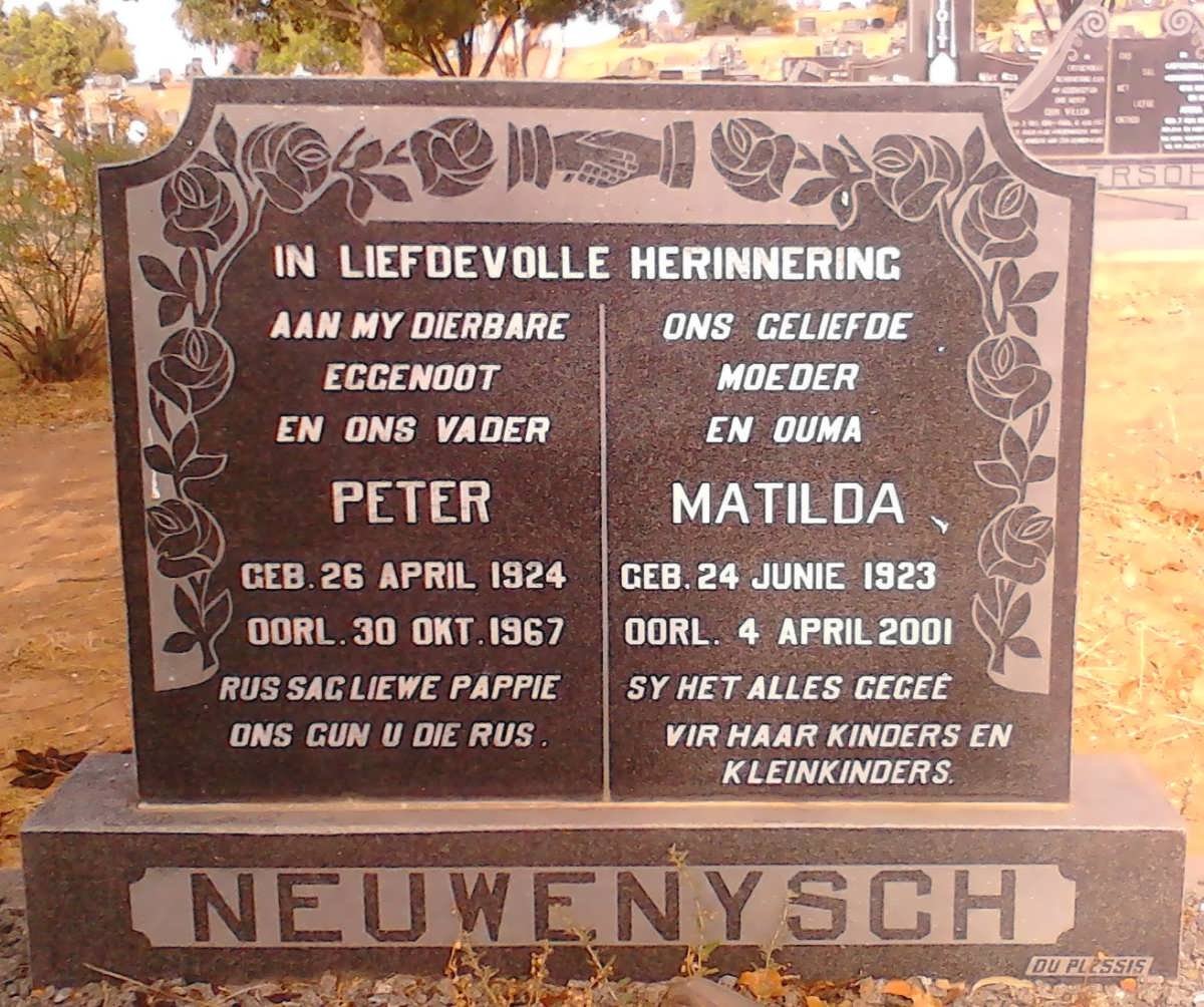 NEUWENYSCH Peter 1924-1967 &amp; Matilda 1923-2001
