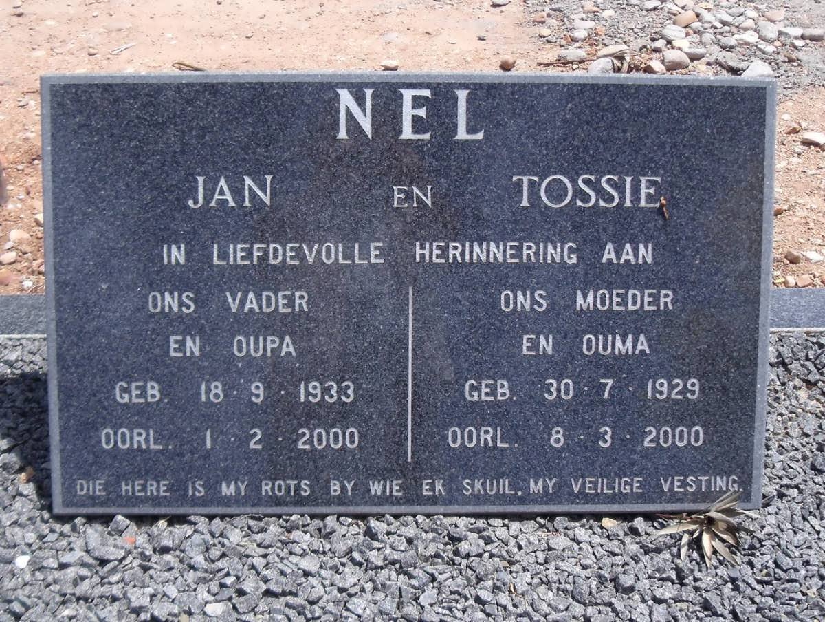 NEL Jan 1933-2000 &amp; Tossie 1929-2000