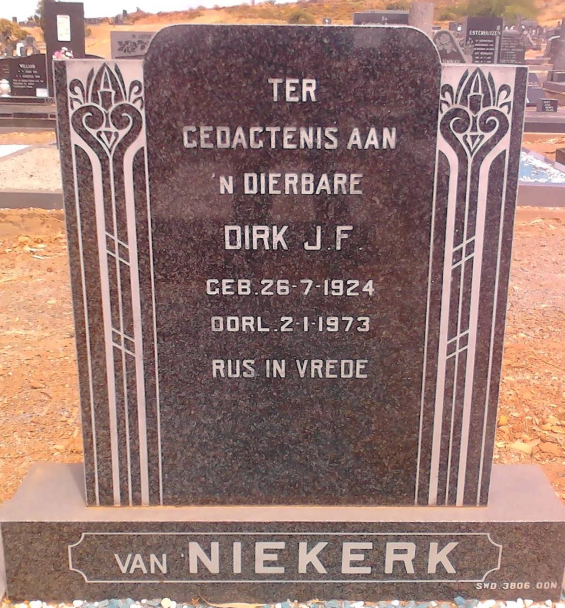 NIEKERK Dirk J.F., van 1924-1973