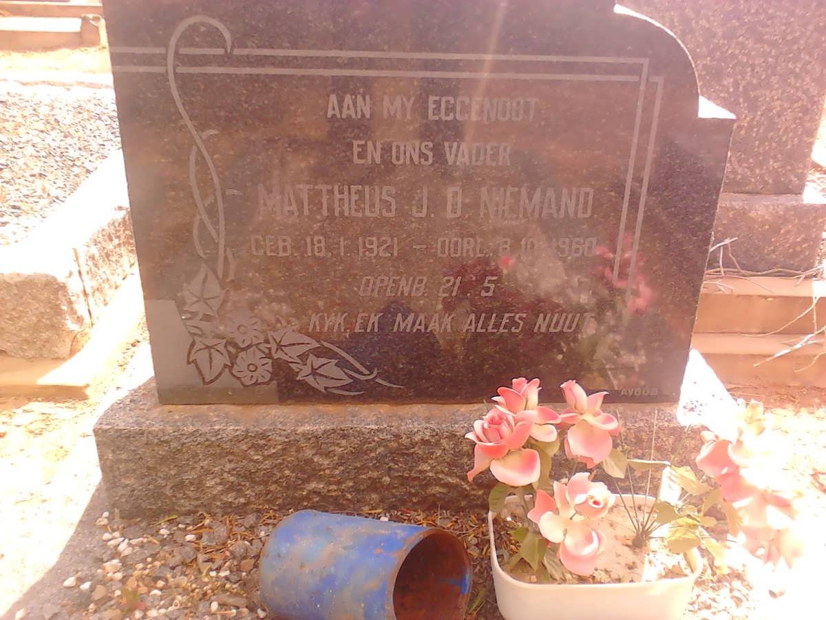 NIEMAND Mattheus J.D. 1921-1960