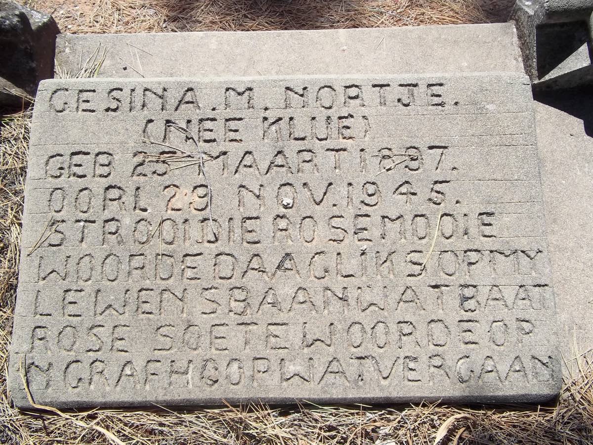 NORTJE Gesina M. nee KLUE 1897-1945