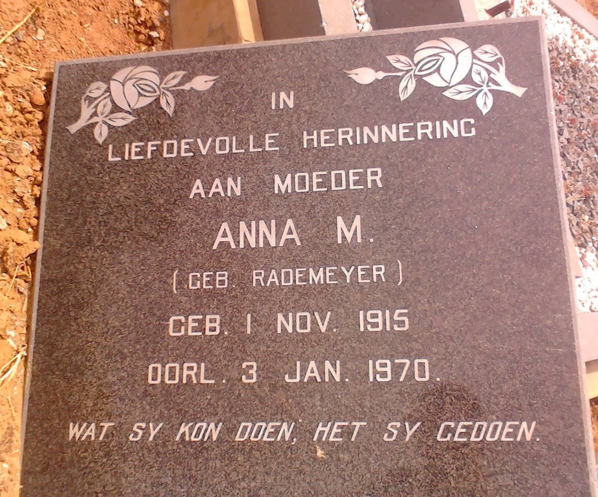 NORTIER Anna M. nee RADEMEYER 1915-1970