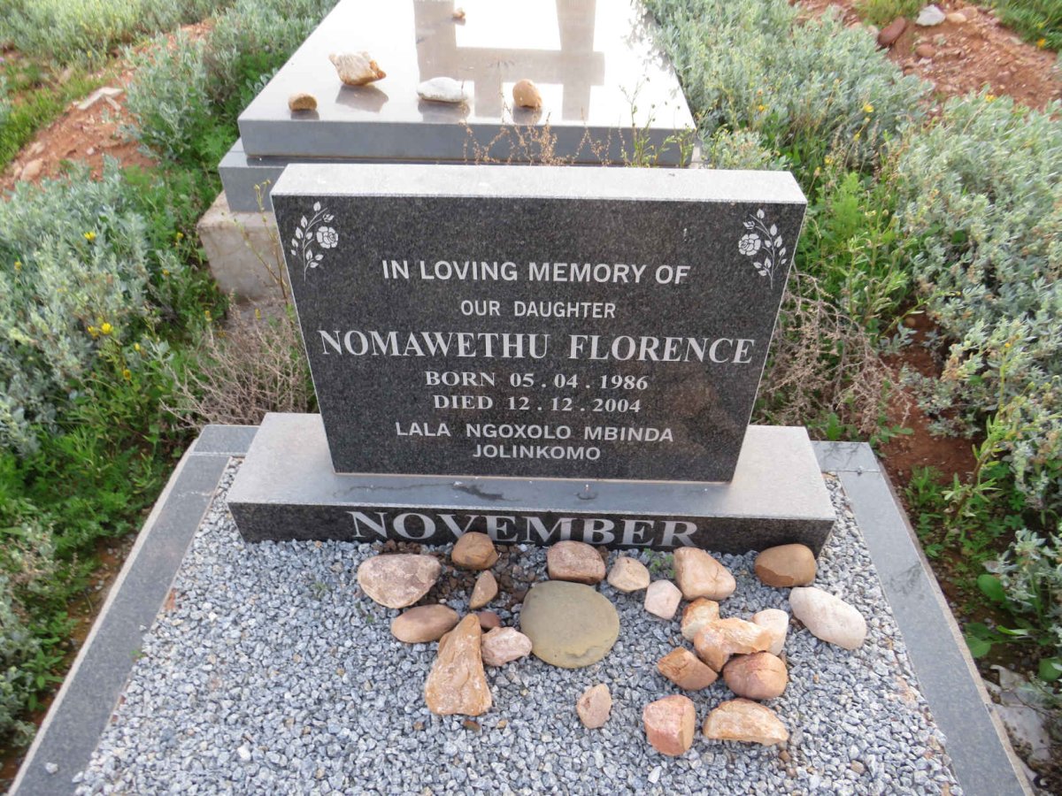 NOVEMBER Nomawethu Florence 1986-2004