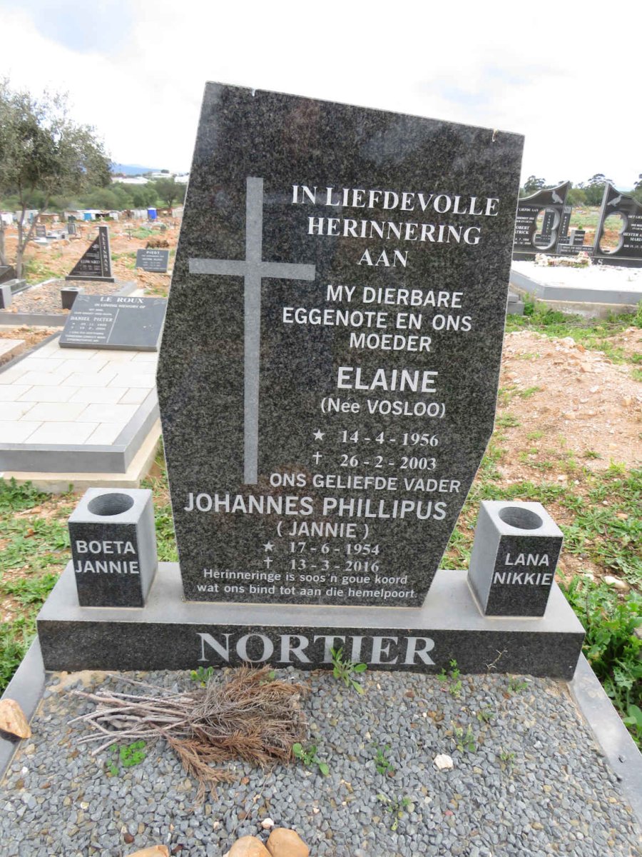 NORTIER Johannes Phillipus 1954-2016 & Elaine VOSLOO 1956-2003