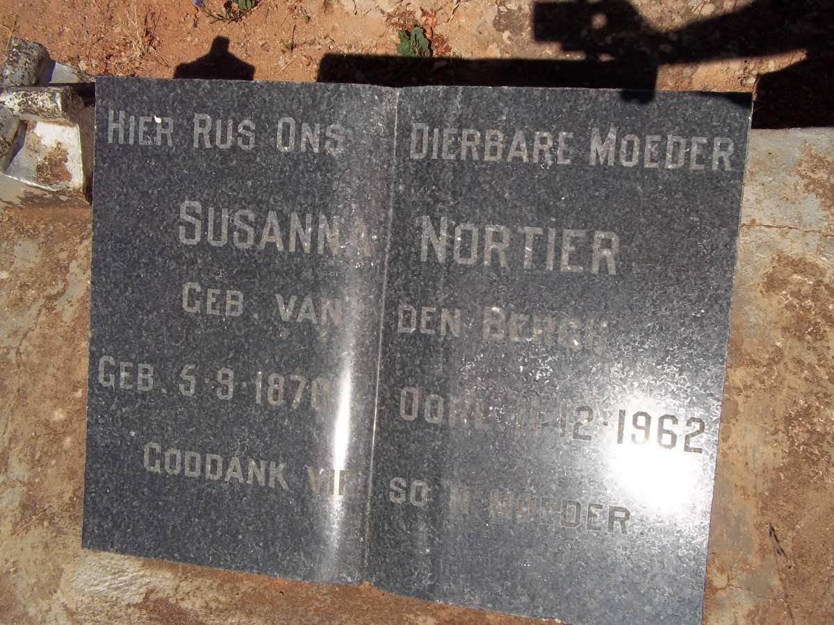 NORTIER Susanna nee van den BERGH 1876-1962