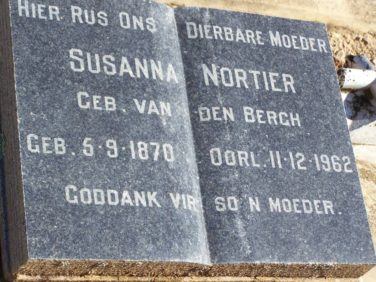 NORTIER Susanna nee VAN DEN BERGH 1870-1962