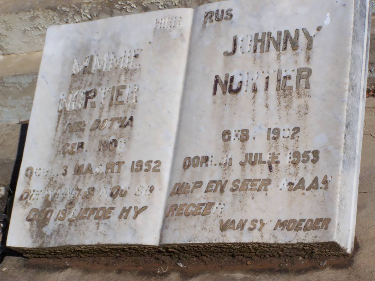 NORTIER Johnny 1902-1953 &amp; Mimmie BOTHA 190?-1952