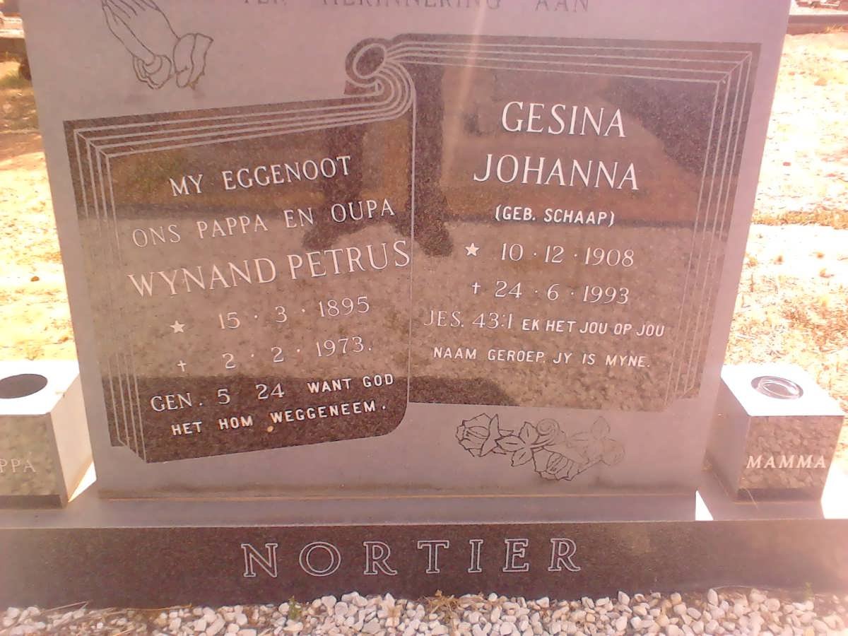 NORTIER Wynand Petrus 1895-1973 &amp; Gesina Johanna SCHAAP 1908-1993