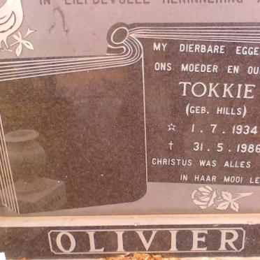 OLIVIER Tokkie nee HILLS 1934-1986