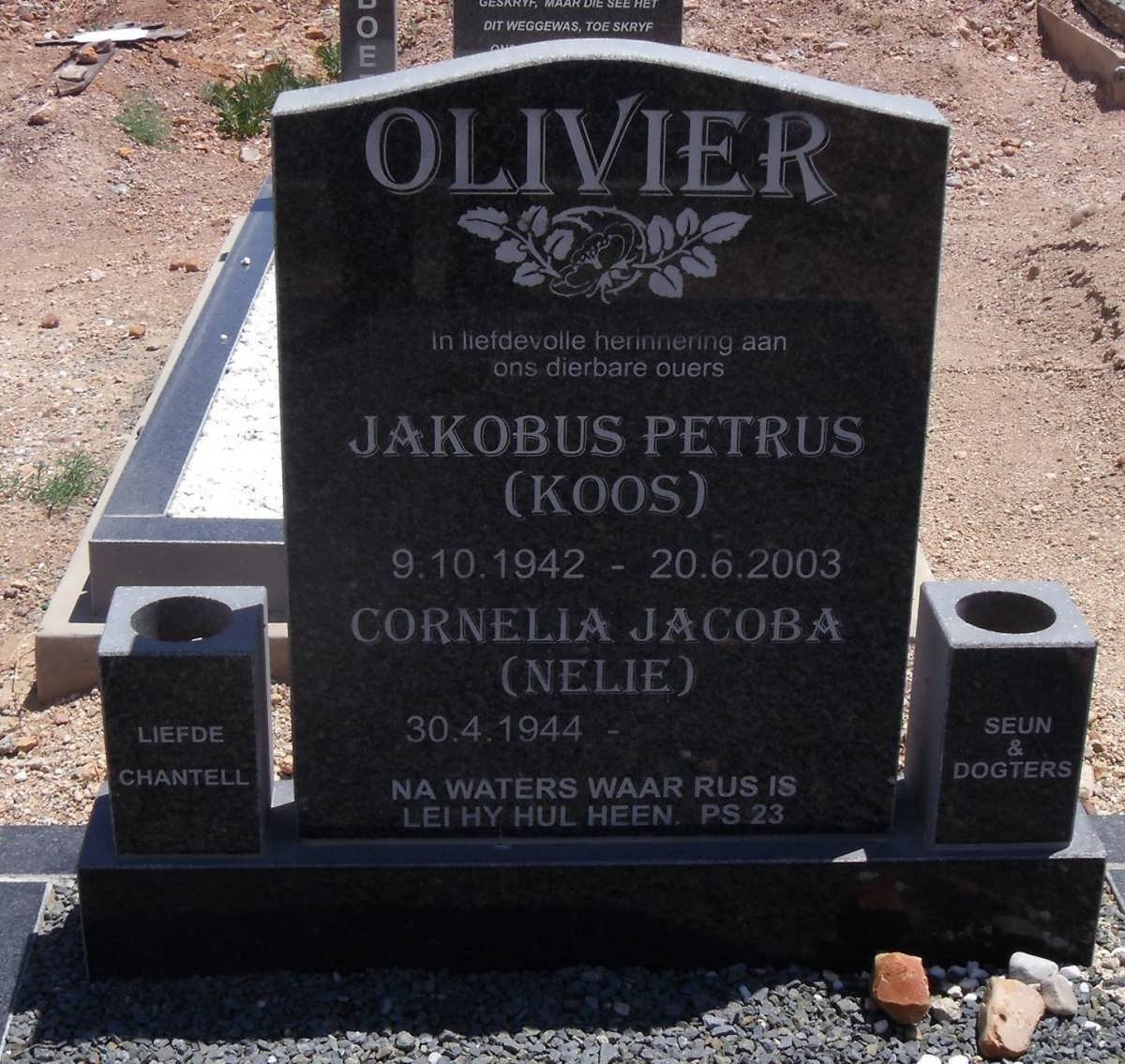 OLIVIER Jakobus Petrus 1942-2003 &amp; Cornelia Jacoba 1944-
