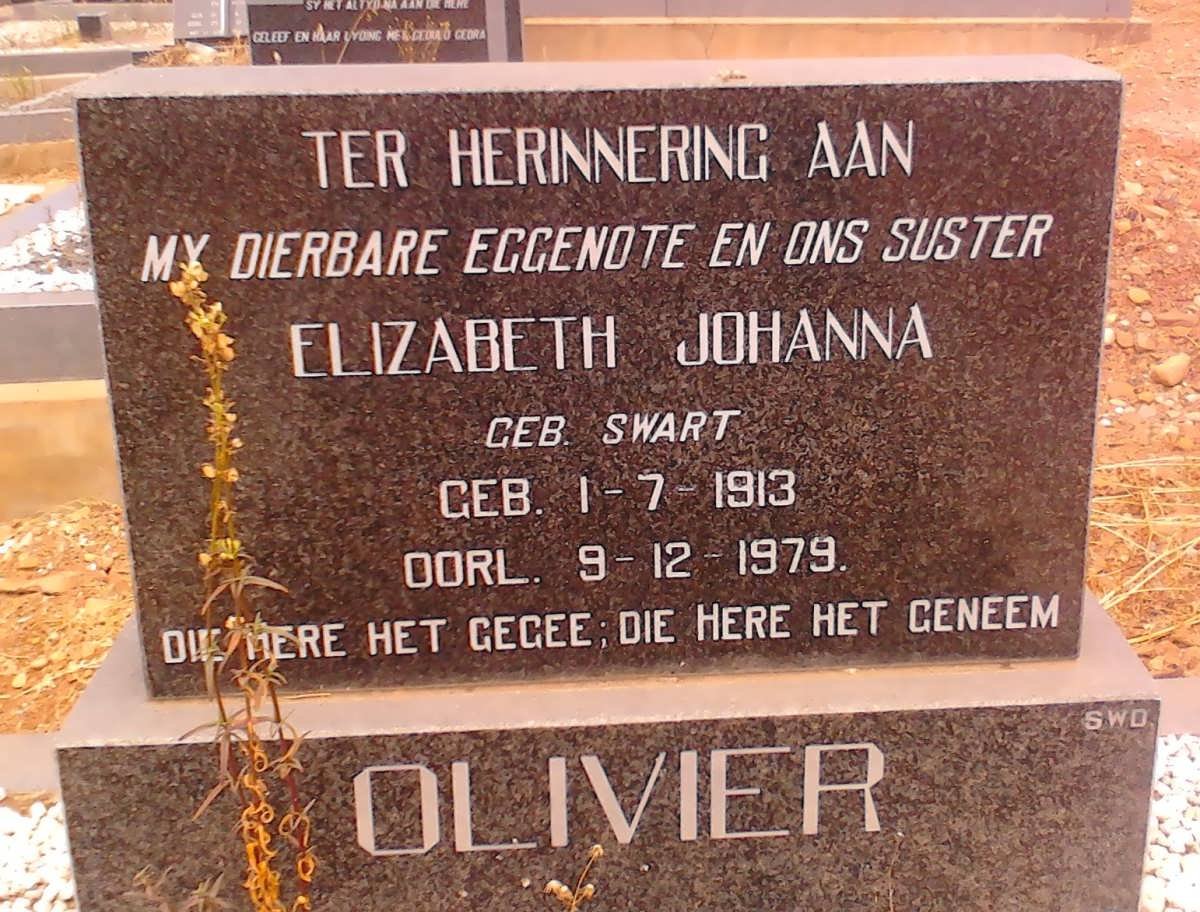 OLIVIER Elizabeth Johanna nee SWART 1913-1979
