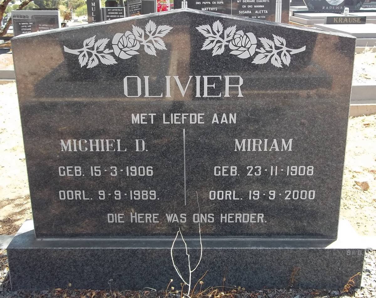 OLIVIER Michiel D. 1906-1989 &amp; Miriam 1908-2000
