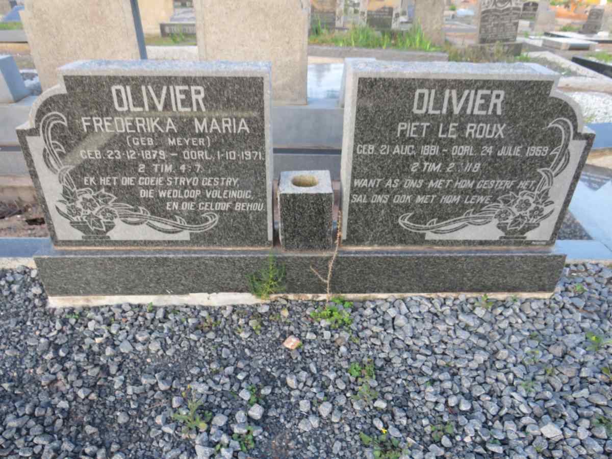 OLIVIER Piet le Roux 1881-1959 & Frederika Maria MEYER 1879-1971