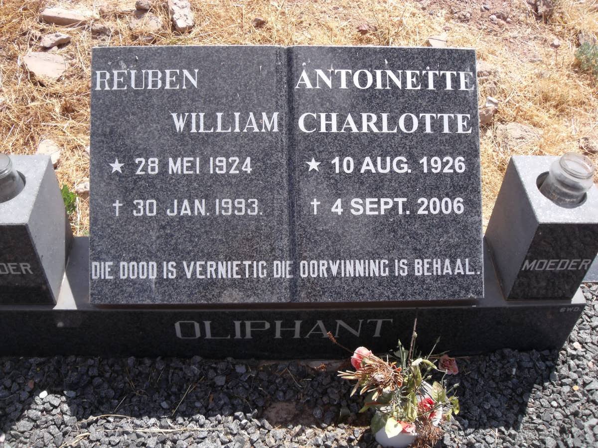 OLIPHANT Reuben William 1924-1993 &amp; Antoinette Charlotte 1926-2006