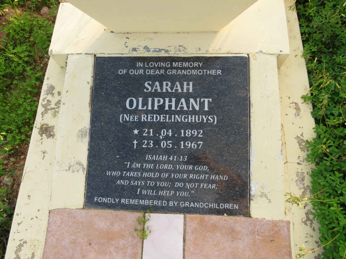OLIPHANT Sarah nee REDELINGHUYS 1892-1967