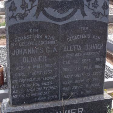 OLIVIER Johannes G.A. 1906-1957 &amp; Aletta BEZUIDENHOUT 1903-1962